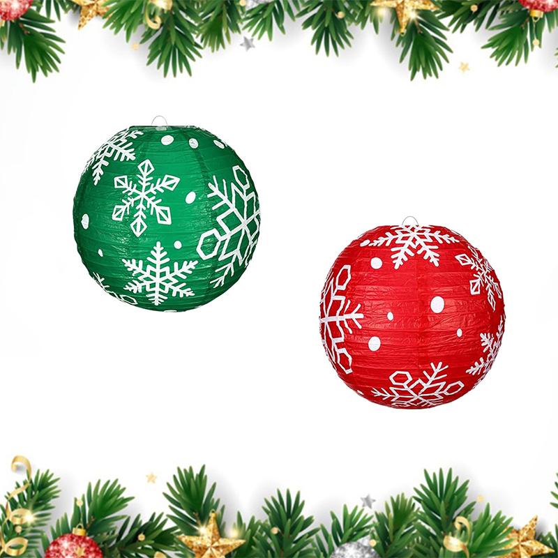 1 шт./5 шт. Подвесные бумажные фонарики Праздничные торжества Красный Зеленый Домашний бумажный фонарик Декор для двора С принтом снежинок Новый год 2 цвета