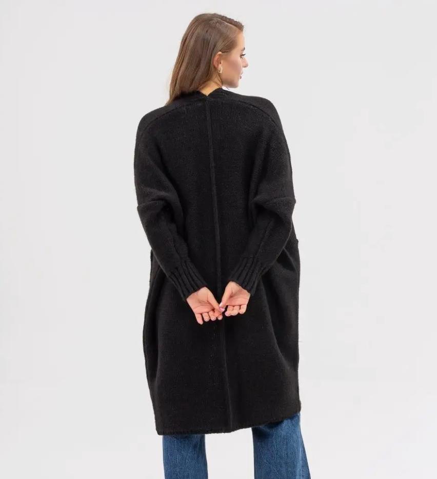 2025 European and American Style Women's Mid-Length Loose Knitted Cardigan Sweater