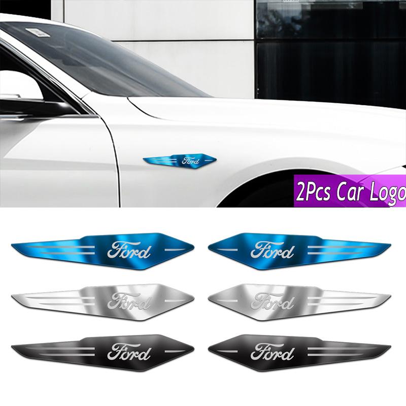 2pcs 3D Metal Car Body Side Fender Emblem Stickers Badge Decal For Ford Fiesta Mondeo Focus Ranger Kuga Mustang Auto Accessories