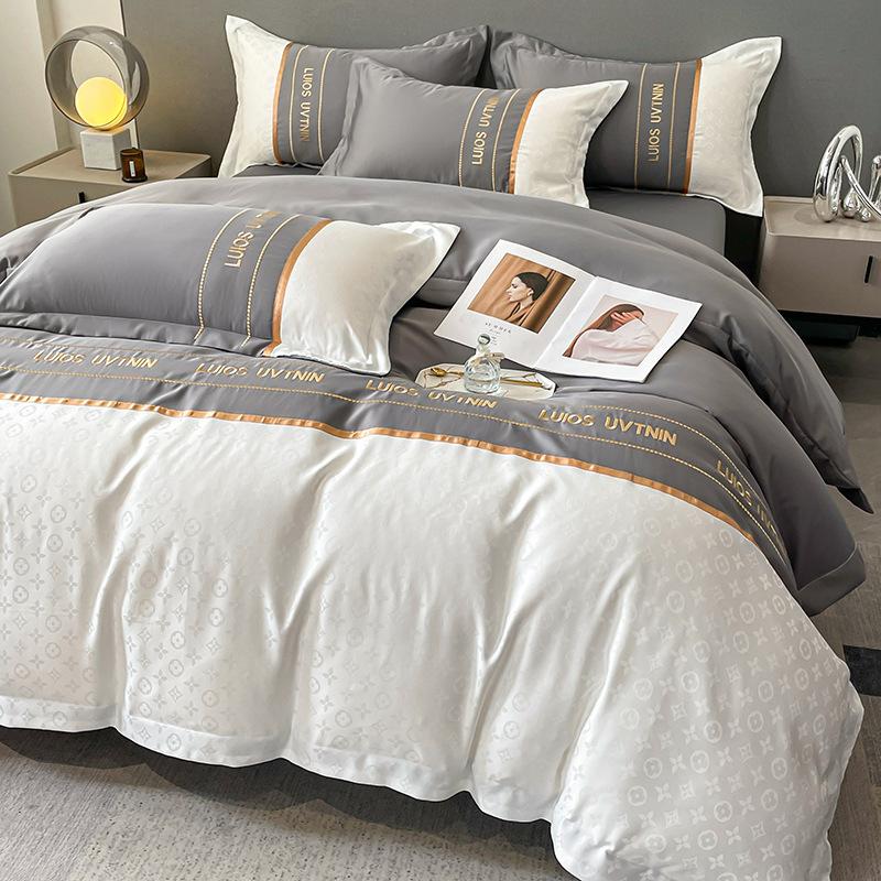 Комплект постельного белья из шелка, простыня, пододеяльник, наволочка, комплект из четырех предметов, комплект из трех предметов.