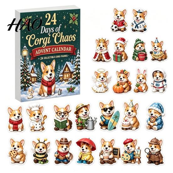Christmas Party Favors 2026 Corgi Advent Calendar, 24 Days Acrylic Dog Ornaments Countdown 2D Day Holiday Pendants for Xmas Tree, Home Decor,