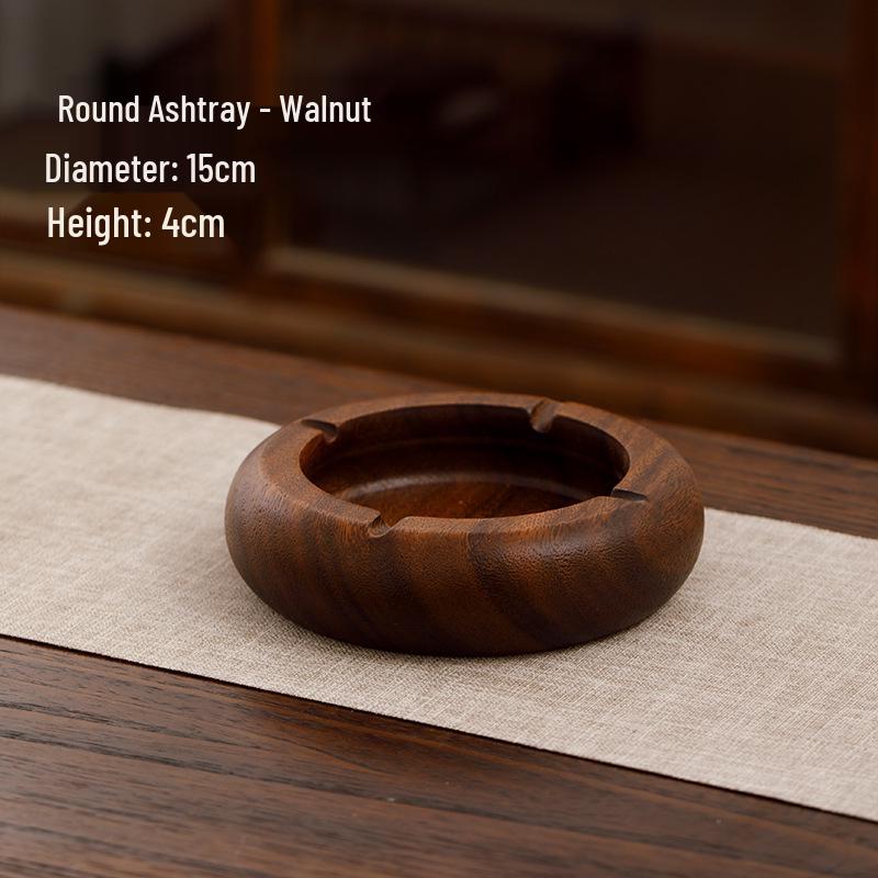 Large South American Walnut Ashtray with Lid - Retro Chinese Style