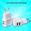 EU Двухпортовое 5V 1A USB Зарядное устройство для мобильных телефонов, Европейская круглая вилка, 5 Вт