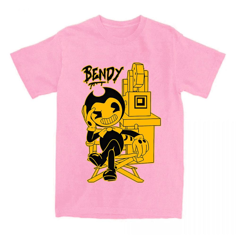 Игровые футболки Bendy and The Ink Machine Хлопок Короткий рукав Круглый вырез Женская футболка Свободная с Мультяшным Графическим Принтом Футболка Женская
