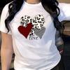 Heart Love Print Summer T-shirt Versatile Short Sleeve Crew Neck Top  Women's Clothing Summer Comfortabletee Shirt Softtee Tops Unisex