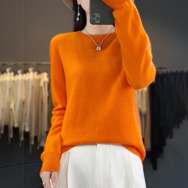 Женский кашемировый свитер Qinghe Cashmere 30% Кашемир 70% Шерсть Осенне-зимний кашемировый пуловер Мягкий и теплый