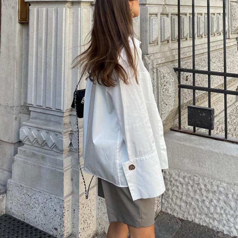 Fashion White Shirt Office Lady Tops Spring Autumn Long Sleeve Shirt Women Blouses With Pocket Loose Clothes Blusas 28016