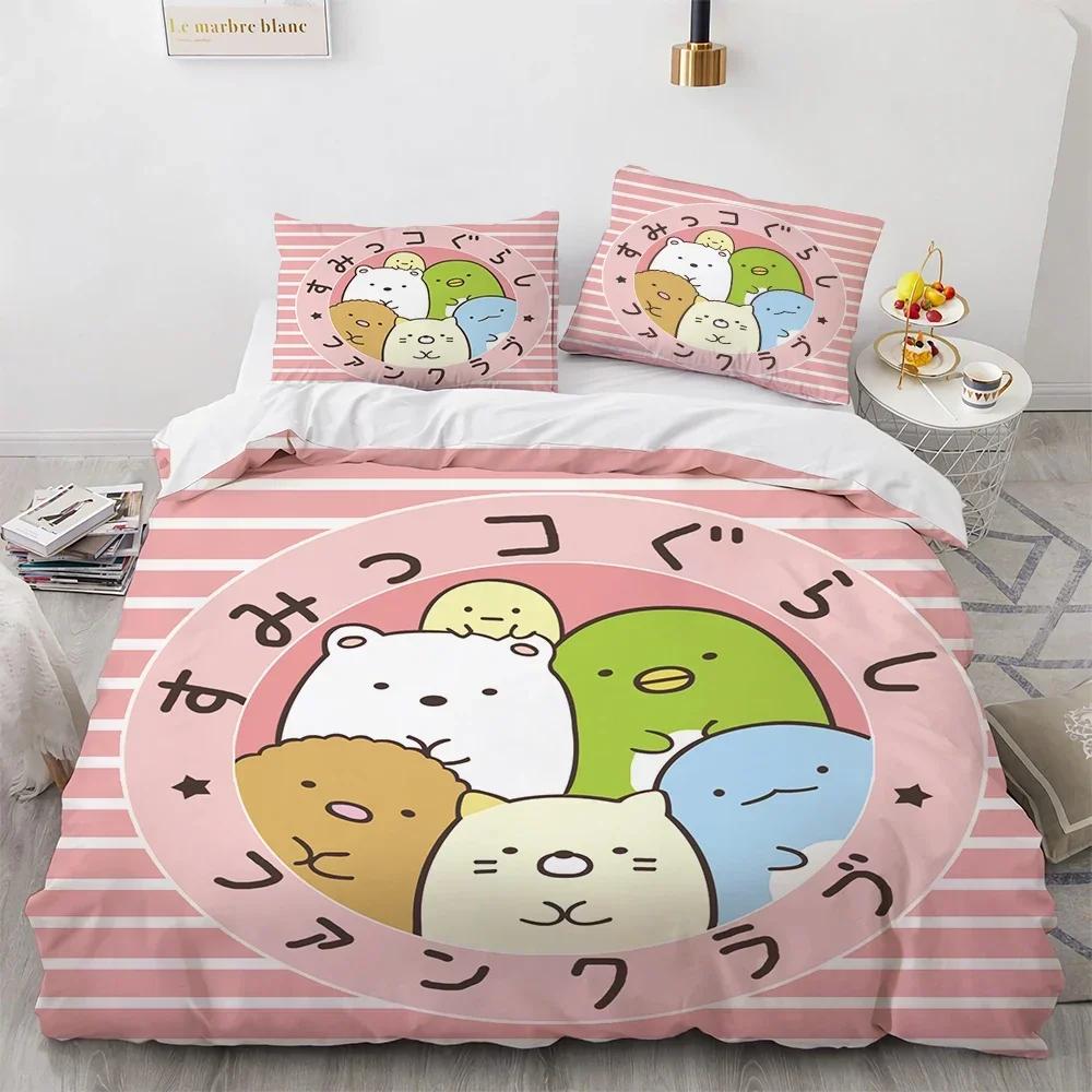 3D Печать Мультяшный Sumikko Gurashi Уютное Покрывало Пододеяльник Наволочка Комплект Постельного Белья Детская Спальня Декор Домашний Текстиль