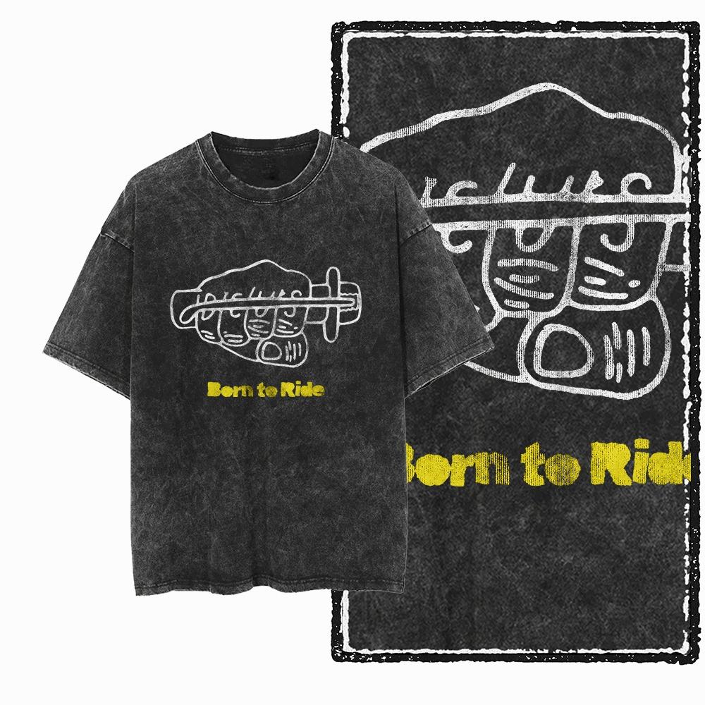 YM МОТОЦИКЛ ТЕМА Хлопковая футболка с принтом, кислотной стиркой, графическая, унисекс, крутая уличная одежда, мужские футболки, футболка для мужчин