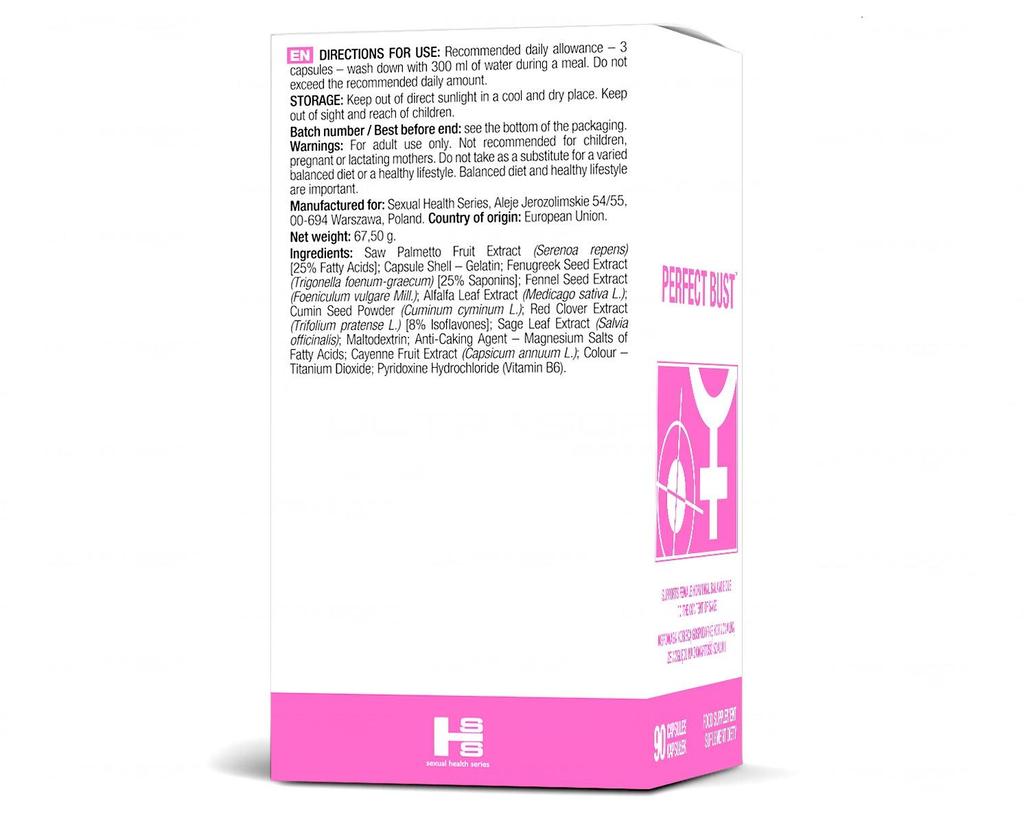 Натуральные таблетки для увеличения груди Perfect Bust 90 капсул