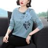 Women's Plant Printed T-shirt Spring Autumn Casual Long Sleeve Korean O-Neck Embroidery Straight Pullovers