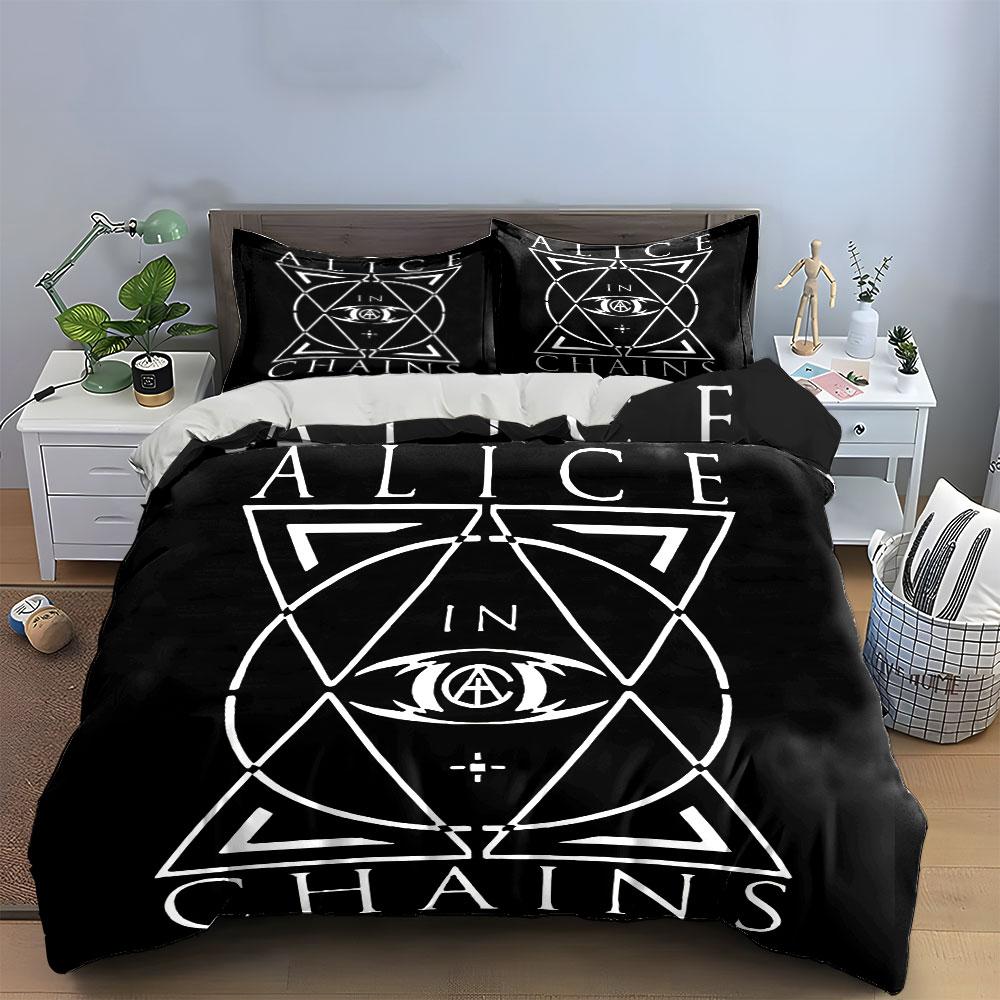 Alice in Chains Logo Bedding Duvet Cover Set Duvet Cover Pillowcases (1*Duvet Cover 2*Pillowcases, without duvet insert)