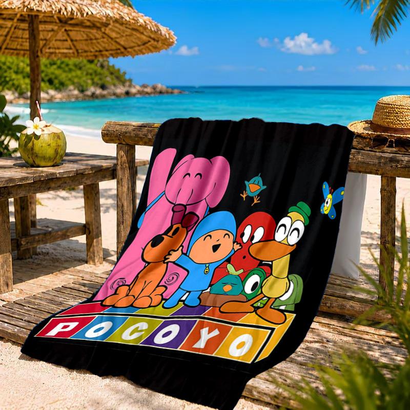 Pocoyo's Colorful Adventure Beach Towel, Quick-drying, Easy to Care for, Suitable for Both Fitness and Beach Vacations,Sports Essential