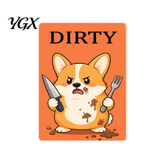 Reusable Clean Dirty Magnet Dishwasher Magnet, Acrylic Cartoon Animal Sign, Double-Sided & for Kitchen Decoration Cleaning Status Sign