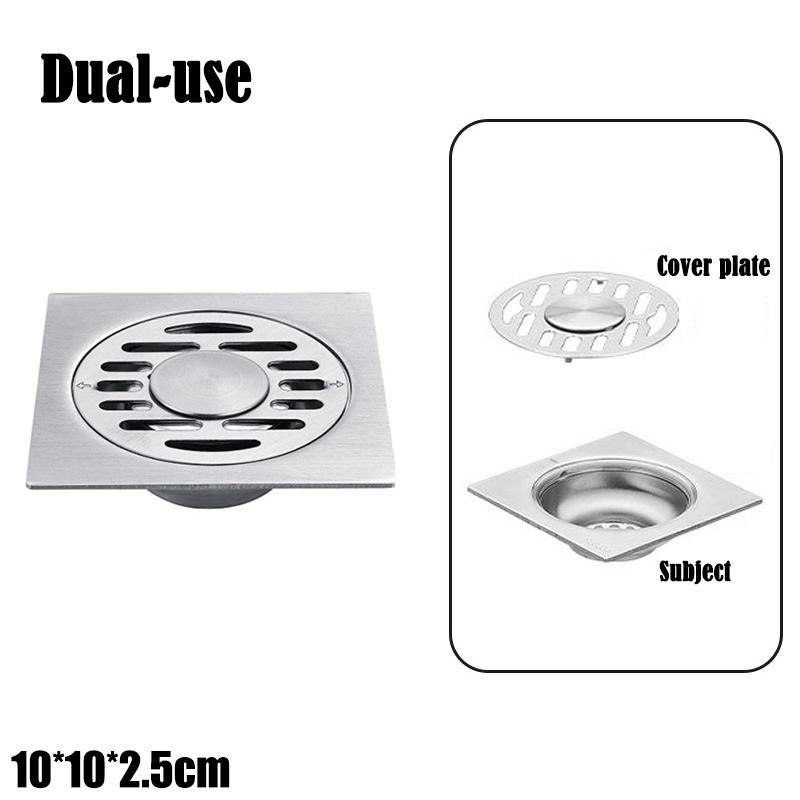Stainless Steel Square Shower Floor Drain Detachable Odor Proof Bathroom Parts Accessories