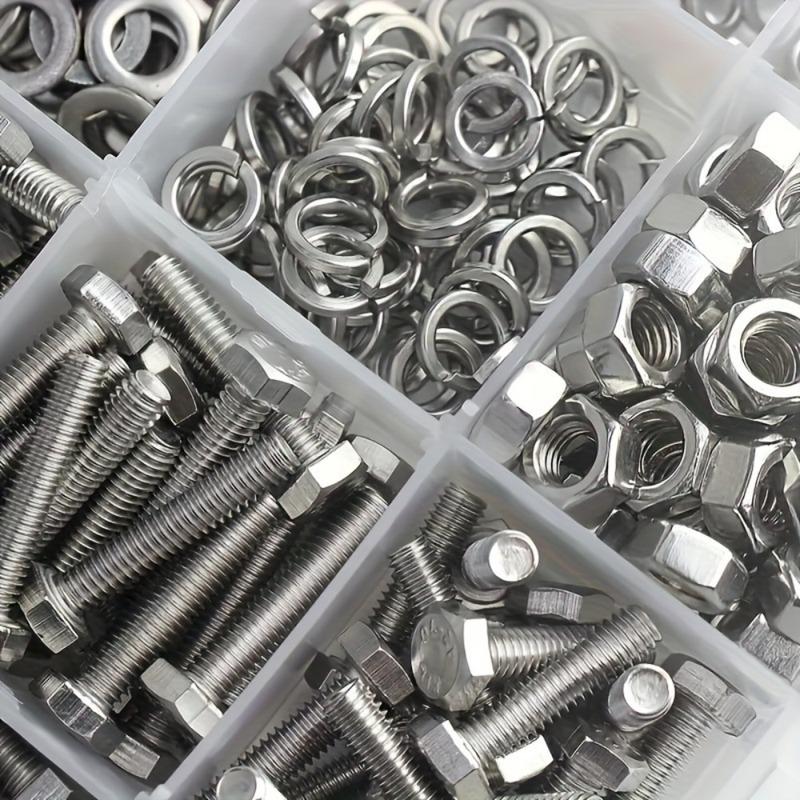 176-piece stainless steel heavy-duty hex bolt and nut kit, M6, M8, M10, lengths 20mm, 30mm, 40mm, 60mm