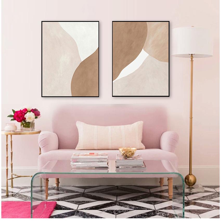 Для галереи, гостиной, интерьера, домашнего декора, современный бежевый, коричневый, абстрактная геометрическая картина на холсте, настенная живопись, принты, плакат, изображение