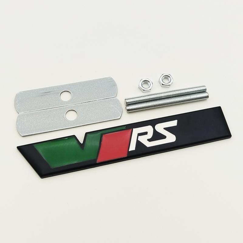 3D Metal RS Logo VRS Car Front Grill Emblem Rear Trunk Badge For Skoda VRS Octavia 1 2 3 Rapid Kodiaq Karoq Fabia Kamiq Superb QN8