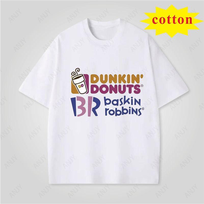 Fun Prank Dunkin Donuts Print Tshirt Unisex Casual Loose Fit Short Sleeve Top