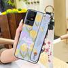 Lanyard Anti-knock Phone Case For TCL 40SE/T610K Dirt-resistant Flower Silicone Protective Ring Oil Painting Shockproof