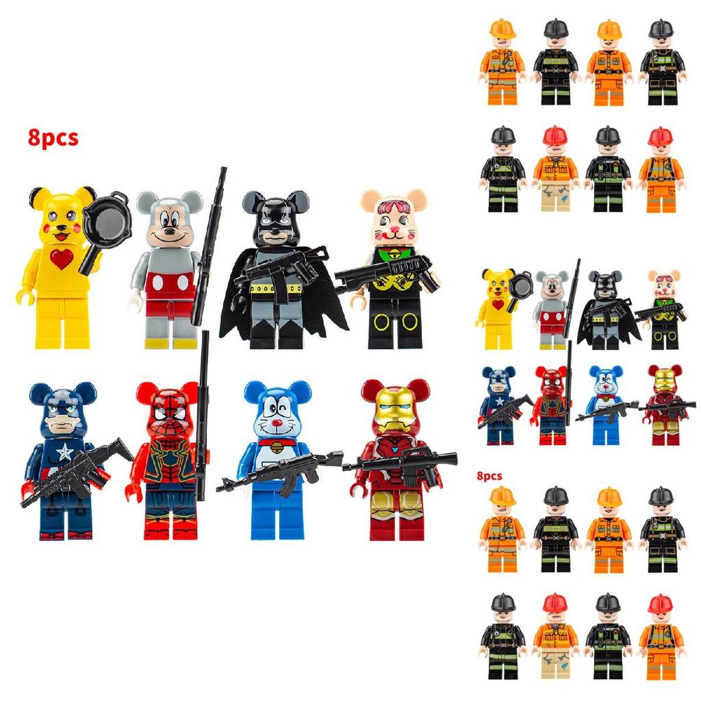 Набор мини-фигурок Городской профессиональный инженер и пожарный, строительные блоки для детей