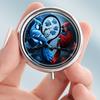 Portable Pill Box with 3 Compartments, Mini Metal Medicine Organizer Case, Cute Printed Pill Container for Vitamins, Pills, Jewelry, Travel, Daily Use