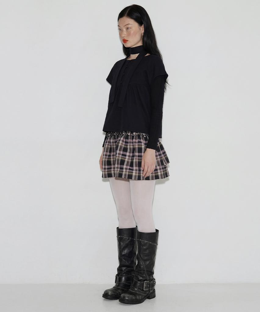 SETSETSET Rose Jacquard Scarf Blouse Black