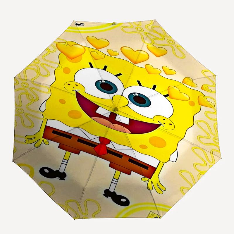 1pc SpongeBob SquarePantsOpen/Close Umbrella-Windproof, Compact Travel Umbrella, Sturdy 8-Rib Shaft, Outdoor Accessory, 1081