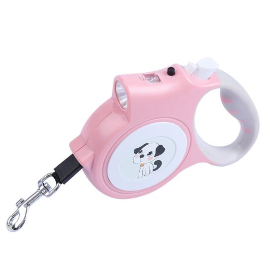 5m Retractable Pet Leash with LED Flashlight Ergonomic Handle Adjustable Long Walking Dog Leash for Small Medium Dogs