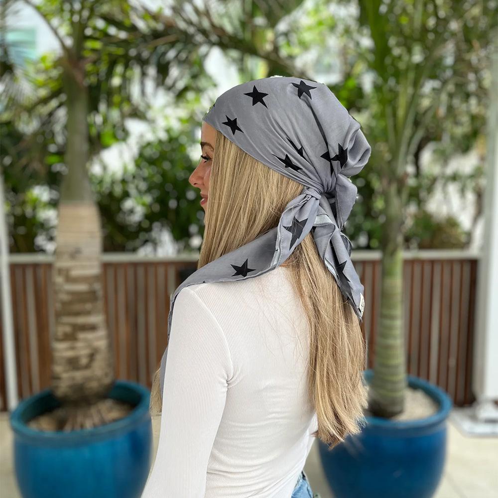 DIY Printed Ladies Stretch Cotton Headscarf Tie Scarf Printed Hip Hop Trend Bouncing Silk Headscarf