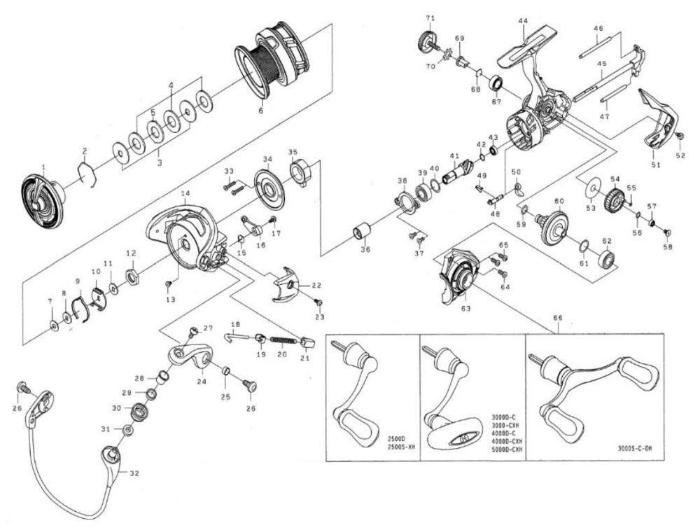 Daiwa Оригинальные детали 18 Регалис LT2500D Ручка перетаскивания Номер детали 1 Код детали 139761 00060013139761