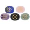 Healing Crystal Stone Engraved Nordic Vikings Symbol Stones Meditation Healing Flat Oval Symbol Ston