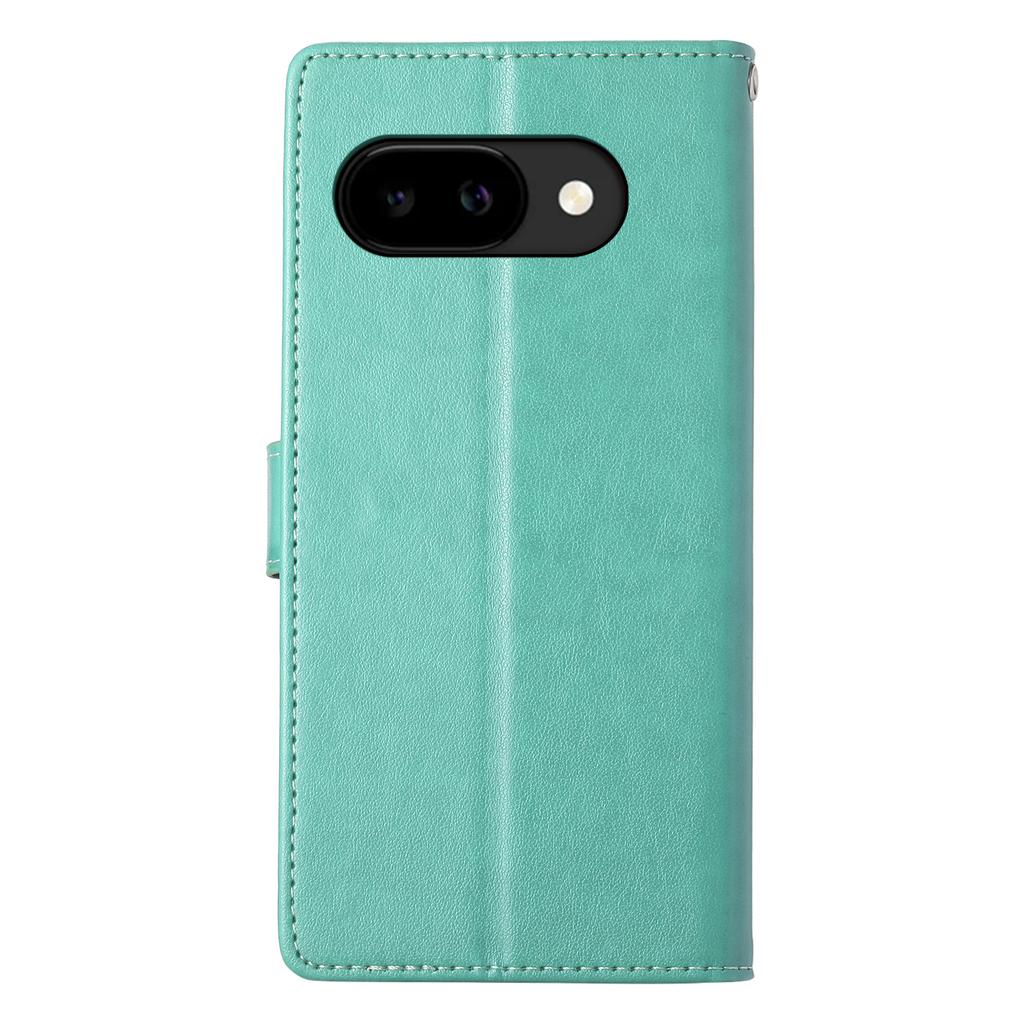 For Google Pixel 10a Wallet Case Butterfly Floral Imprint PU Leather Phone Cover with Wrist Strap