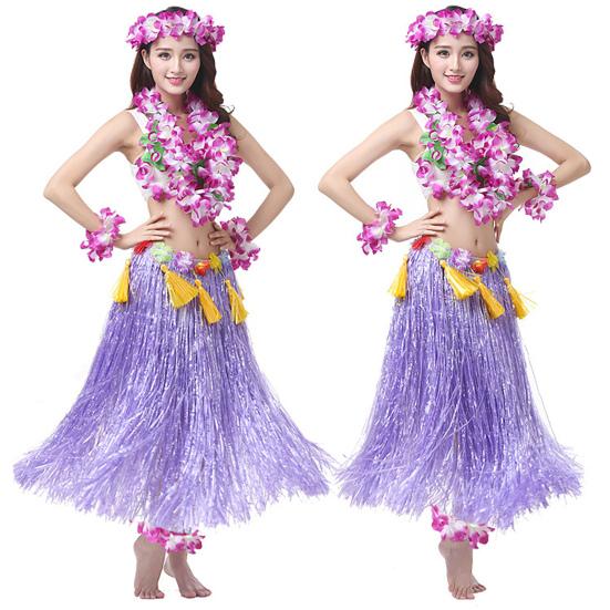 1 Set Hula Skirt High Elastic Eye-catching Plastic Fiber Hawaiian Hula Grass Skirt Set for Summer