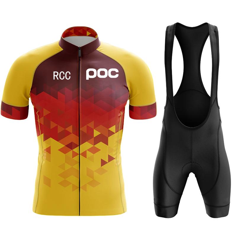 2026 Rcc Poc Fietsen Set Fiets Team Korte Mouw Maillot Ciclismo Mannen Wielertrui Zomer Ademend Fietsen Kleding Set