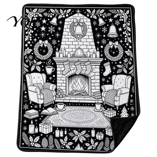 Creative Arts And Crafts Gifts Christmas DIY Coloring Blanket for Adults Kids, Color Your Own Blanket, 59" x 51" Soft Cozy Polyester Couch Cover Throw