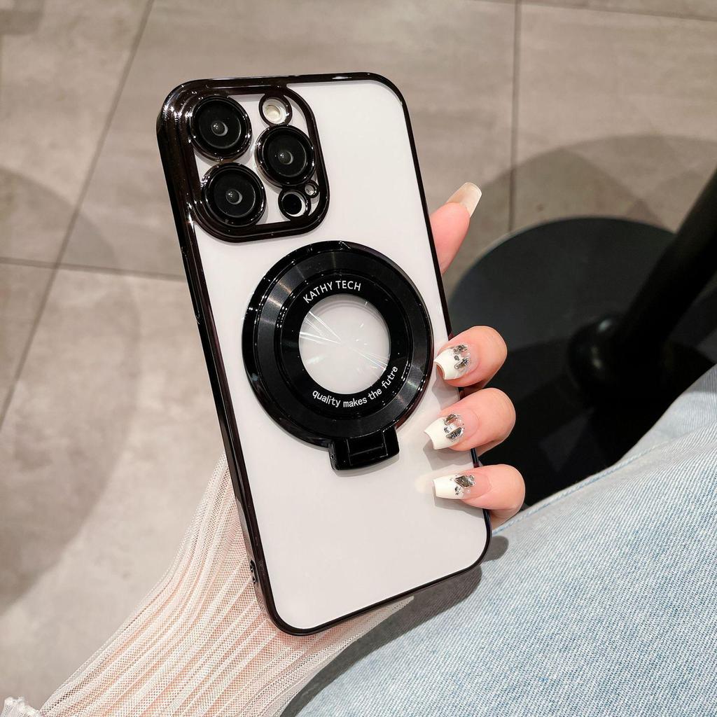 iPhone 17 Pro Max Магнитный Держатель Гальванизированный Прозрачный Защитный Чехол