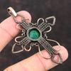 Кулон с ограненным замбийским изумрудом, обернутый медной проволокой, крест, драгоценный камень, ювелирное изделие, уникальная подвеска ручной работы, медный крест, ювелирное изделие, подарок для нее