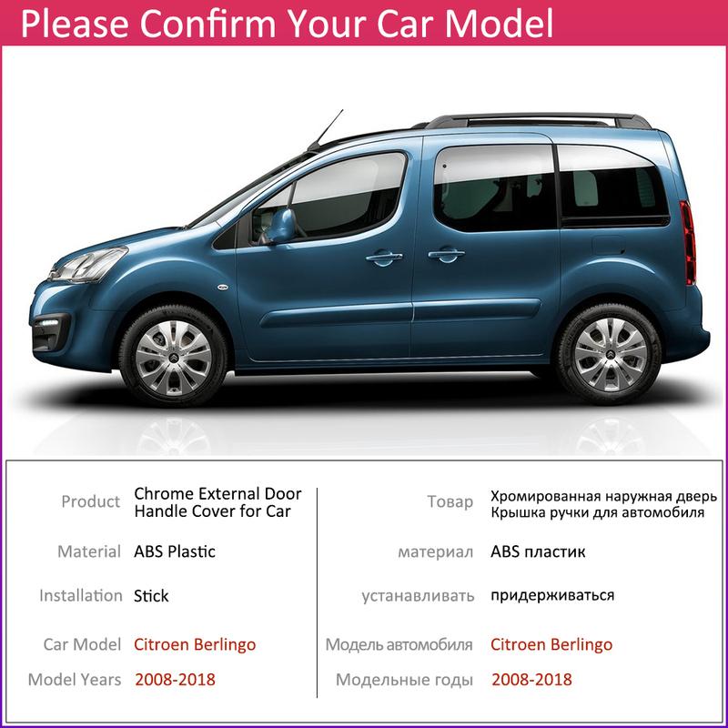 for Citroen Berlingo 2008~2018 Chrome Door Handle Cover Car Accessories Stickers Trim Set 2009 2010 2011 2012 2015 2016 2017