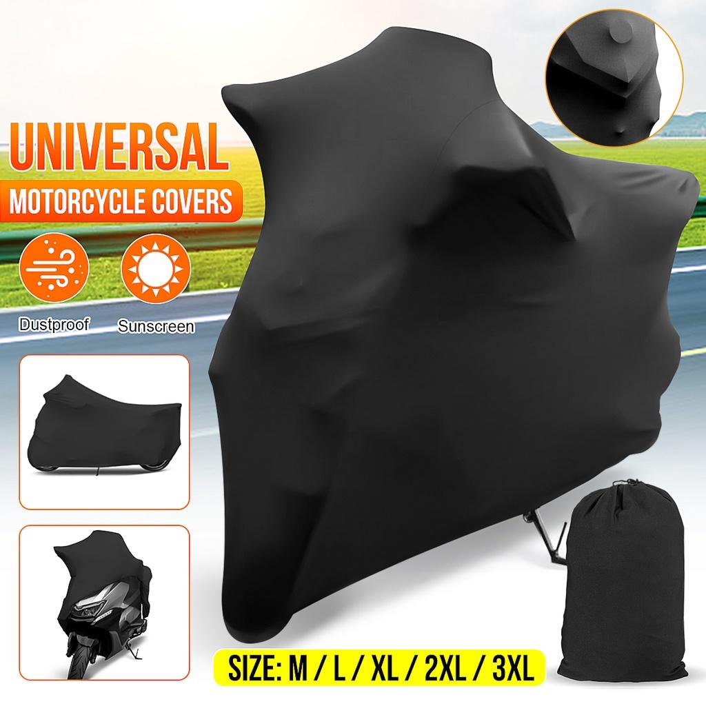 Sunshade Anti-UV Motorbike Dust-proof Covers Indoor Outdoor Protection Black M-3XL Elastic Fabric Motorcycle Scooter Cover