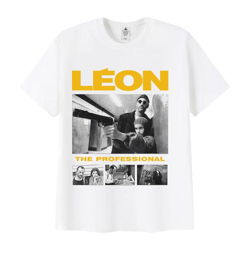 Летний фильм 2025 года Леон Профессионал Графический 100% Чистый Хлопок Печатная Футболка Мужская Мода Круглый Вырез Короткий Рукав Высокое Качество