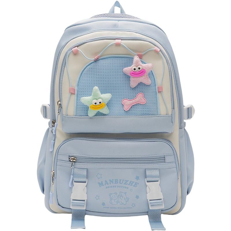 Bag Shoulder Large Capacity Solid Color Backpack Unisex School Student Travel