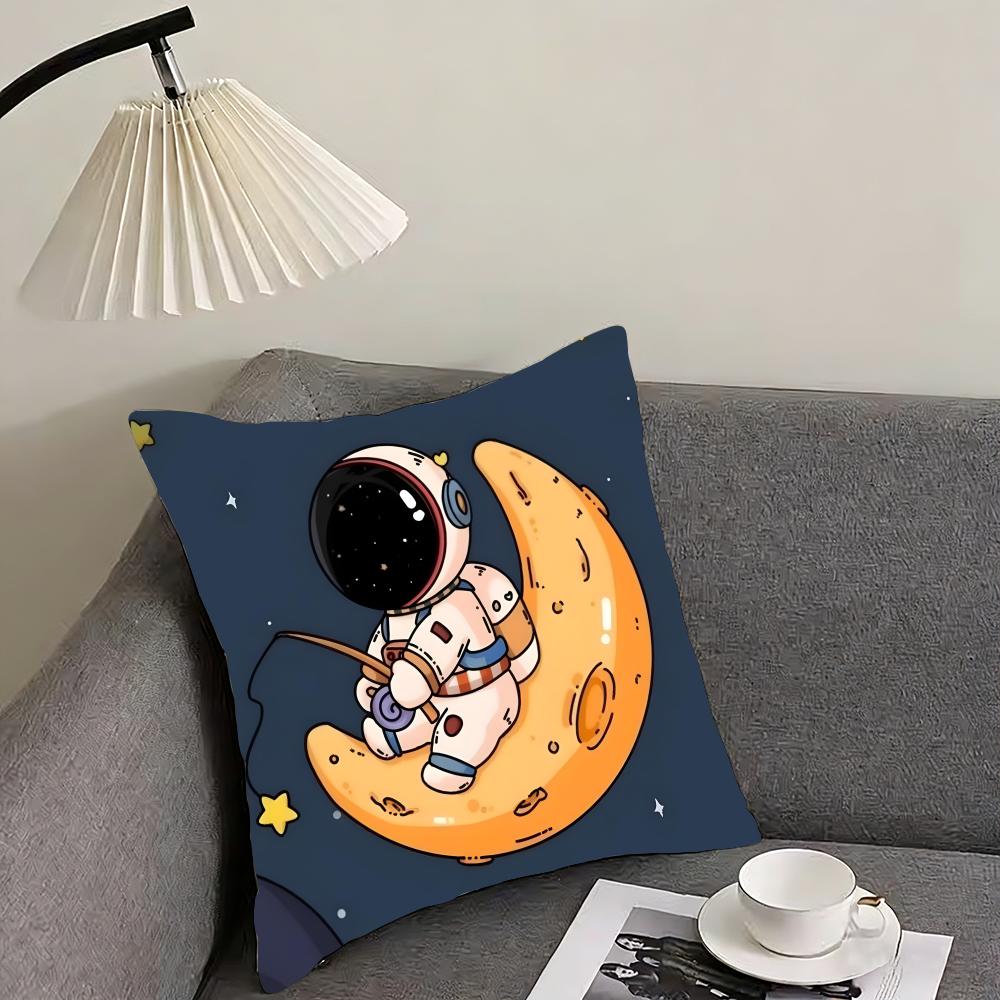 Astronaut Cute Cushion Cover Pillowcase Ultra Soft Skin Friendly Fabric Cloud Like Comfort Concealed Zipper