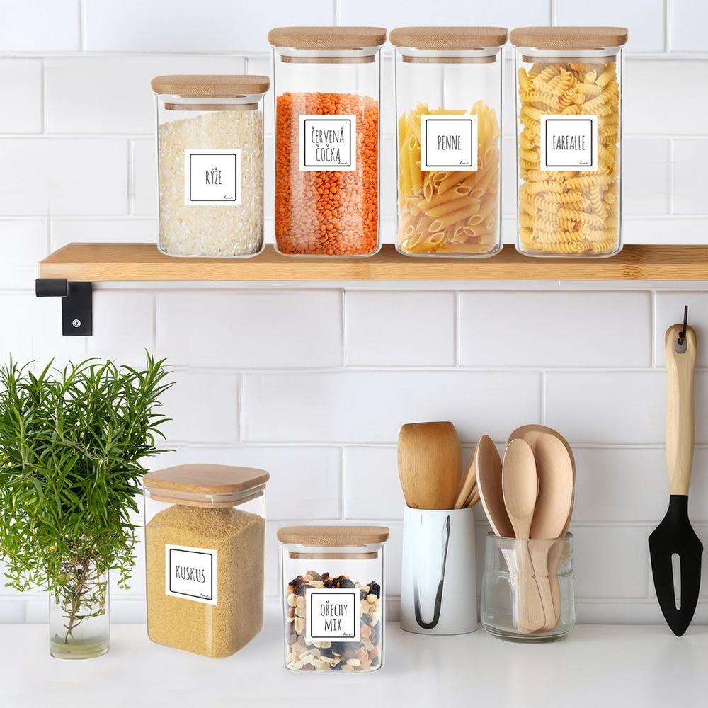 Bamboo Kitchen Glass Container, Airtight, for Food and Loose Products, 1.5L