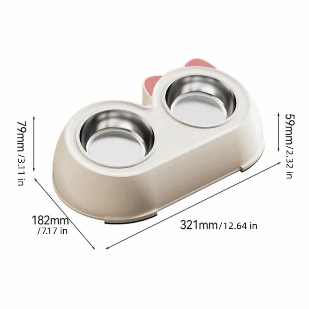 Plastic Cat Food Water Bowls Stainless Steel Pet Water Feeder Practical Pet Double Bowls Pet Food