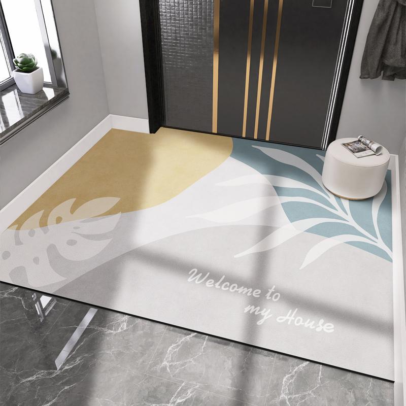 Коврик для входной двери из ПВХ-кожи для гостиной, коврик для входной двери, впитывающий коврик для ванной, ковер для прихожей на полу