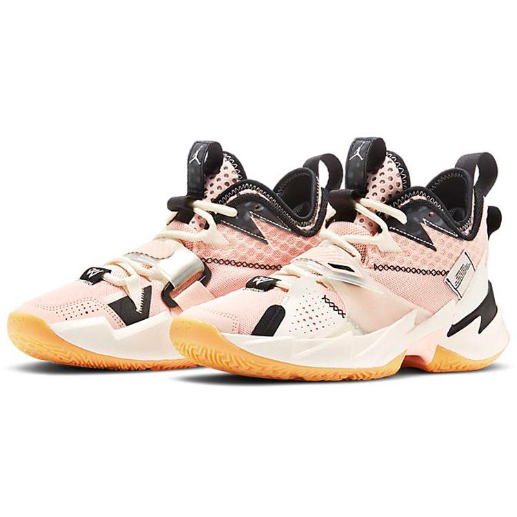 Jordan Why Not Zer0.3 Нескользящая Амортизация Устойчивость к Истиранию Средняя Высота Детские Баскетбольные Кроссовки Коралловый Розовый CD5804-600