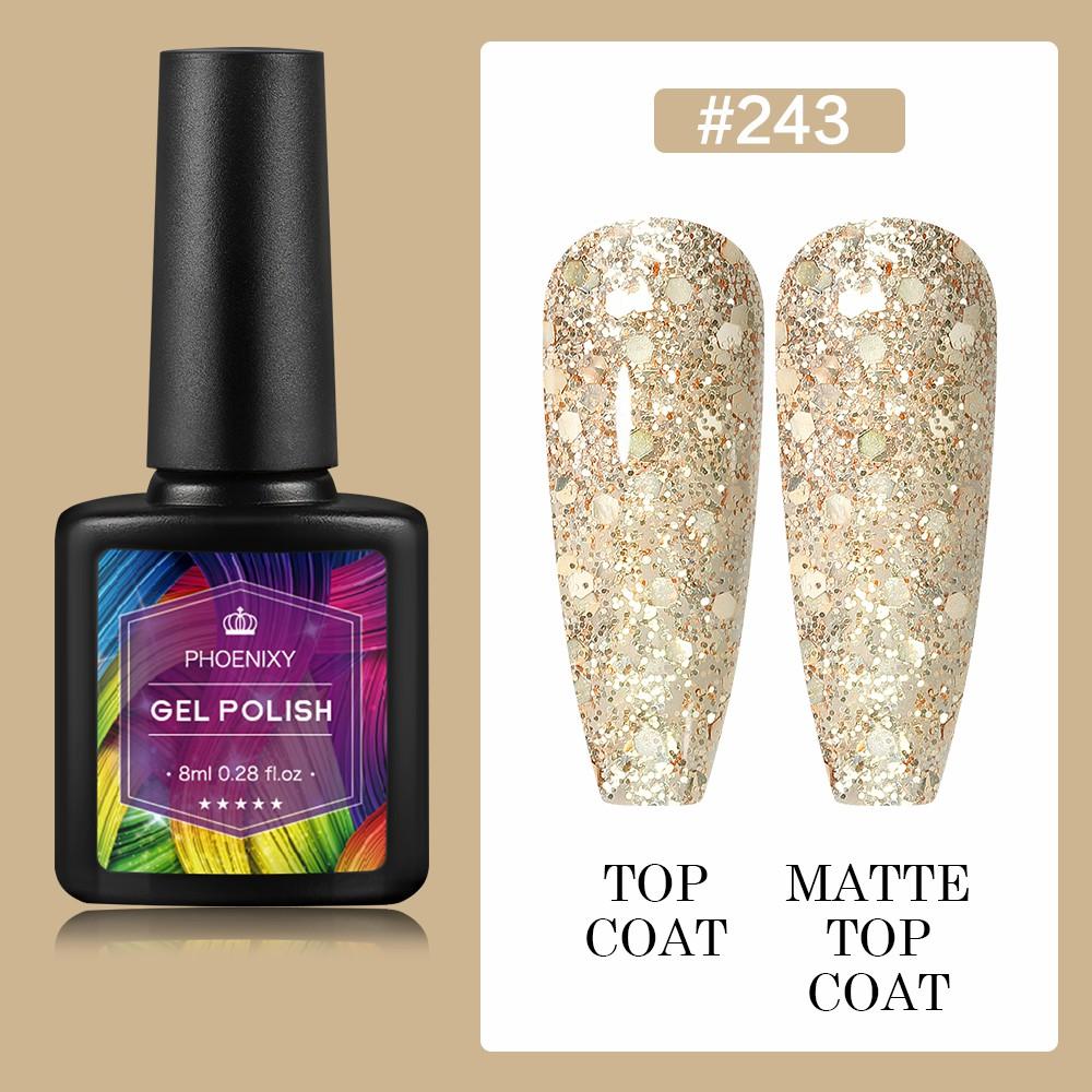 PHOENIXY 8 мл гель-лак для ногтей, полуперманентный гель, блестящий гель, отмачиваемый блестящий стартовый набор, маникюрный набор для маникюрного салона