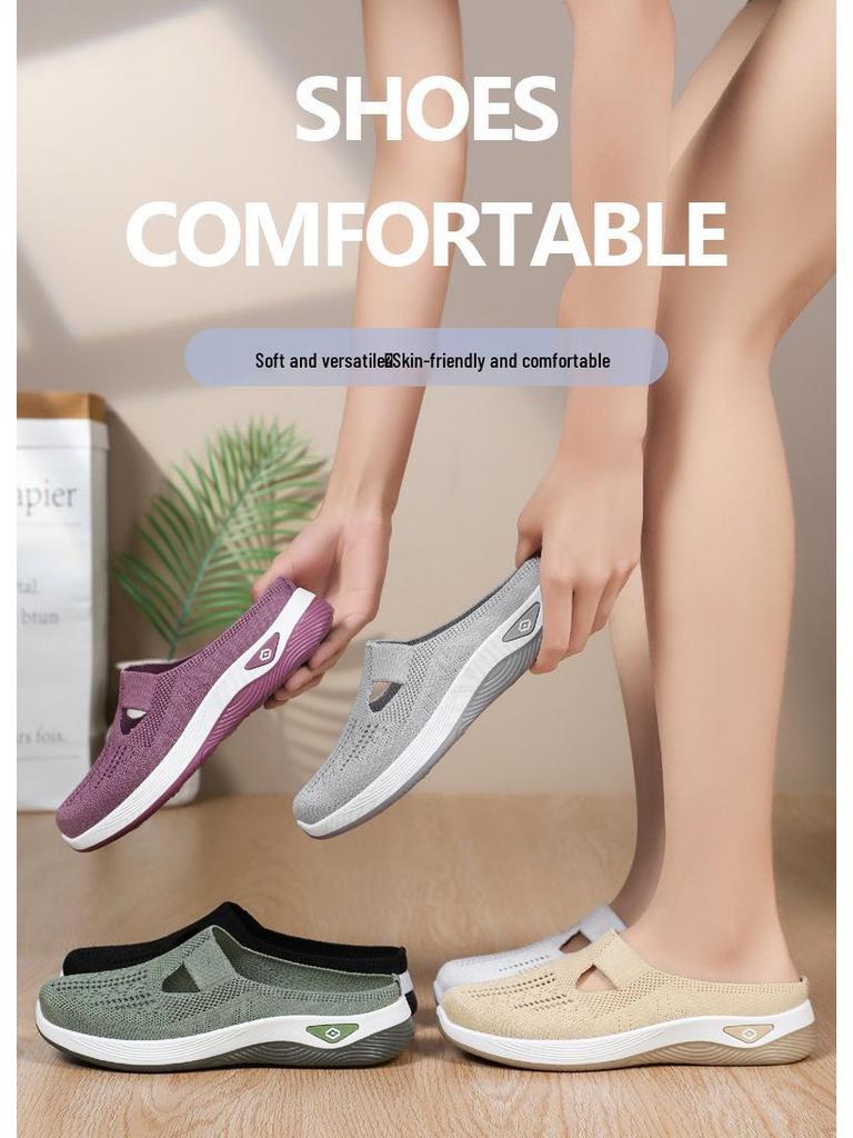 Универсальные женские дышащие слипоны из сетки с закрытым носком и мягкой подошвой