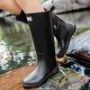 Women's Medium and High Rain Shoes Waterproof, Non-slip and Warm Rain Boots Fishing Work Four-season Boots Takeaway Rubber Shoes Water Boots